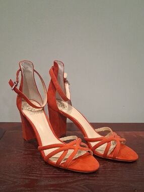 Vince Camuto Orange Strappy Block Heel Sandals